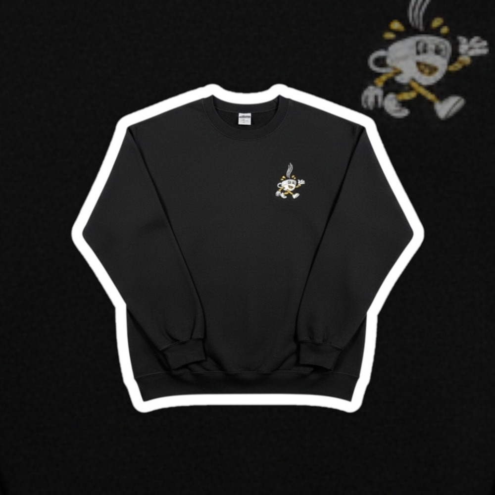 Barstool Sports PMT Coffee Embroidered Crewneck Sweatshirt Black Large